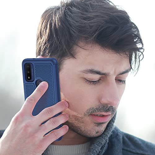 BNIUT for Motorola Moto G Pure Case: Dual Layer Protective Heavy Duty Cell Phone Cover Shockproof Rugged with Non Slip Textured Back - Military Protection Bumper Tough - 6.5inch (Navy Blue)