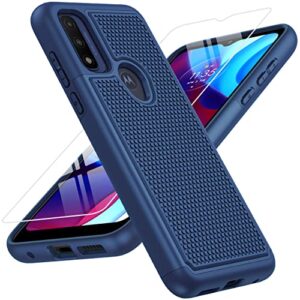 BNIUT for Motorola Moto G Pure Case: Dual Layer Protective Heavy Duty Cell Phone Cover Shockproof Rugged with Non Slip Textured Back - Military Protection Bumper Tough - 6.5inch (Navy Blue)