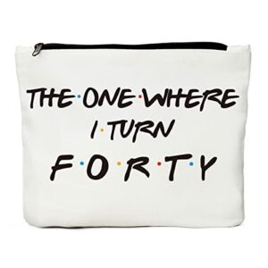 40th birthday gifts for women, 1982 birthday decorations present for women 40 year old birthday gift ideas for mom, wife, friends, coworker, aunt, boss, sister- the one where i turn forty makeup bag