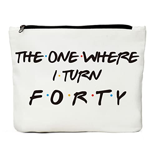 40th Birthday Gifts for Women, 1982 Birthday Decorations Present for Women 40 Year Old Birthday Gift Ideas for Mom, Wife, Friends, Coworker, Aunt, Boss, Sister- The One Where I Turn Forty Makeup Bag