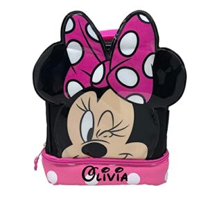 fast forward, llc personalized disney minnie mouse face lunch box - insulated food tote with custom name, knmccod104kx