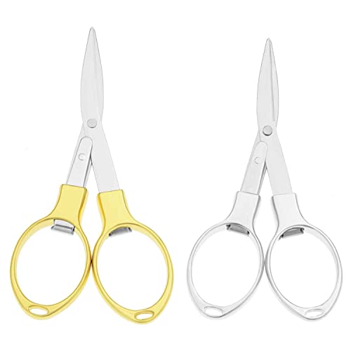 2 Pieces Home Office Travel Folding Scissors, Stainless Steel Telescopic Cutter, Safety Portable Travel,Folding Safety Scissors Trip Scissors