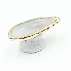 crystal phone grip & stand clear druzy healing natural stone crystal phone accessory (agat grey)