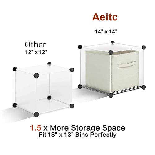 Aeitc 24 Storage Cubes- 14’’x14’’ Cube, More Sturdy (add Wire Panel), DIY Clothes Organizer, Craft Cube Storage with Doors, Bookshelf Units, Toy Storage Cabinets