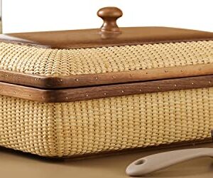 Teng Jin Rectangular with Lid Handmade Nantucket basket Cane staves finely-woven home-storage-baskets-and-containers Arts,Decorative Storage Baskets for Shelves