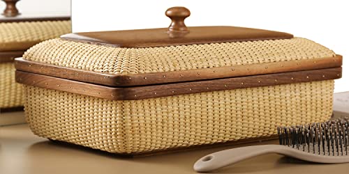 Teng Jin Rectangular with Lid Handmade Nantucket basket Cane staves finely-woven home-storage-baskets-and-containers Arts,Decorative Storage Baskets for Shelves