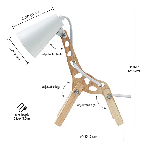 Globe Electric 52210 Gigi Giraffe 11" Wooden Novelty Lamp, White Shade, in-Line On/Off Rocker Switch