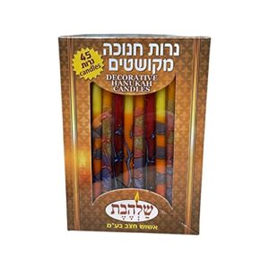 shalhevet light decorated tall chanukah hanukkah candles long lasting (elegant)
