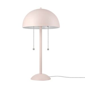 globe electric 65531 luna 21" 2-light table lamp, matte blush pink, double plated nickel on/off pull chains