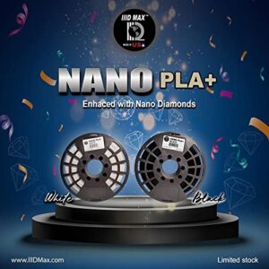 IIIDMAX Nano PLA+ 3D Printer Filament - Enhanced with Nano Diamonds - Tangle Fee, Clog Free, 1.75mm, Dimensional Accuracy +/- 0.03 mm, Nano PLA+ 1kg Spool(2.2lbs), - Fits Most FDM Printers (Black)