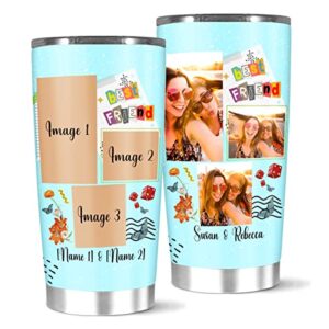 aizelmae personalized coffee tumbler, customized name friendship picture photo frame tumblers, hot cold stainless mugs, gifts for bff best friends on christmas birthday, 20 30 oz travel mug cup