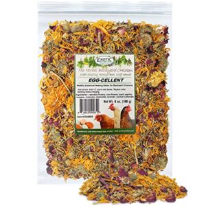 exotic nutrition egg-cellent (6oz) - healthy all-natural chicken nesting herbs - natural flowers, herbs & calcium carbonate - promotes healthy chickens & eggs (6 oz)