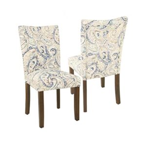 HomePop Parsons Classic Dining Room Tables and Chairs, Pack of 2, Blue Velvet