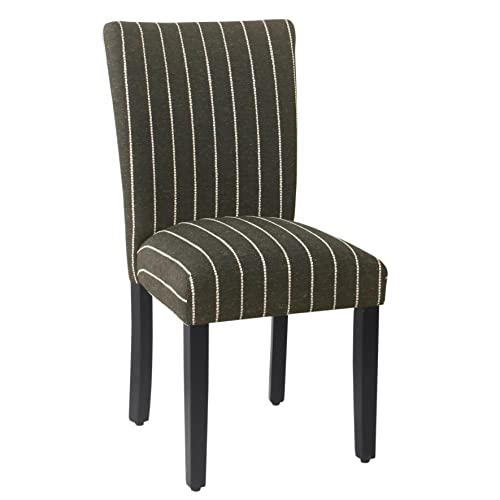 HomePop Classic Parsons Dining Chair -Black with Boucle Stripe (Set of 2)