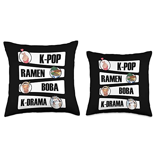 K-Pop Gifts & Accessories Ramen Boba K-Drama Fan-Korean Pop Music Kpop Throw Pillow, 16x16, Multicolor