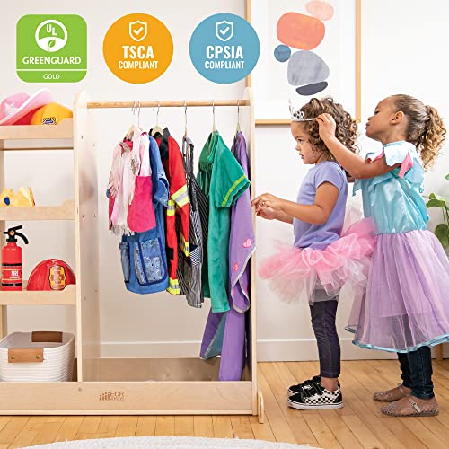 ECR4Kids Dress Up Center with Mirrors, Costume Organizer, Natural