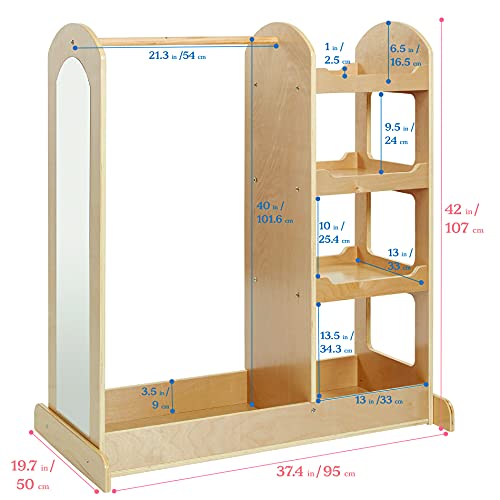 ECR4Kids Dress Up Center with Mirrors, Costume Organizer, Natural