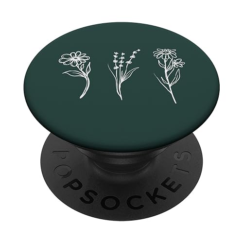 Minimalist Forest Green Floral Pattern Flower PopSockets Standard PopGrip