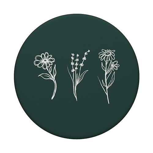 Minimalist Forest Green Floral Pattern Flower PopSockets Standard PopGrip