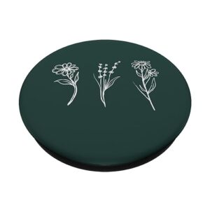 Minimalist Forest Green Floral Pattern Flower PopSockets Standard PopGrip