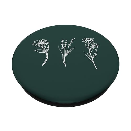 Minimalist Forest Green Floral Pattern Flower PopSockets Standard PopGrip