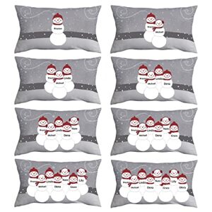 Rualight Snowman Family Personalized Lumbar Throw Pillow, Family Custom Name Pillow Set, Pillowcase and Pillow Core, Christmas Home Decor, Gifts for Christmas, 20x12in