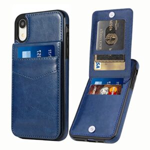 Seabaras iPhone XR Wallet Case with Credit Card Holder for Women Men PU Leather Wallet Case for iPhone XR Case 6.1 inch (Blue)