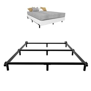 butunita metal bed frame king size-7 inch heavy duty low profile bed frames 9-leg support base for box spring & mattress bedframe easy assembly sturdy tool-free platform black