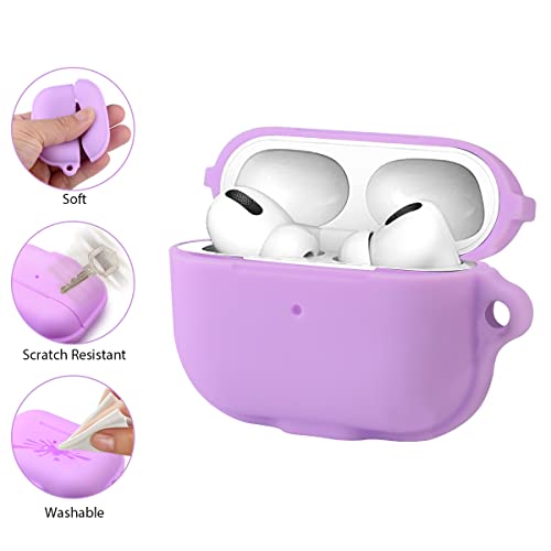 leQuiven for Airpods Pro Case, AirPod Pro Case Cover with Keychain, Silicone Case Cover for AirPods Pro Wireless Charging Case, [Front LED Visible] Shockproof Protective Case for Air Pods Pro(Purple)