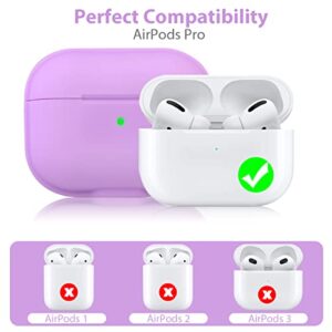leQuiven for Airpods Pro Case, AirPod Pro Case Cover with Keychain, Silicone Case Cover for AirPods Pro Wireless Charging Case, [Front LED Visible] Shockproof Protective Case for Air Pods Pro(Purple)
