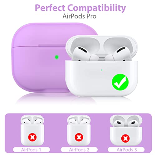 leQuiven for Airpods Pro Case, AirPod Pro Case Cover with Keychain, Silicone Case Cover for AirPods Pro Wireless Charging Case, [Front LED Visible] Shockproof Protective Case for Air Pods Pro(Purple)