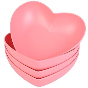 xuejun bamboo fiber big heart-shaped bowls pink deep heart plates salad bowl/fruit bowl for desserts/pasta/dinner, 9.7inch