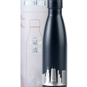 Chicago City Skyline Gifts, Chicago Gifts for Chicago Lovers, Skyline Map 17oz/500ml Stainless Steel Insulated Water Bottle, Perfect for Birthday & Christmas