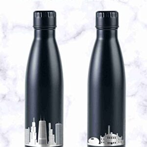 Chicago City Skyline Gifts, Chicago Gifts for Chicago Lovers, Skyline Map 17oz/500ml Stainless Steel Insulated Water Bottle, Perfect for Birthday & Christmas