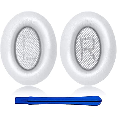 Hoxiver Earpads Cushions Replacement for Bose QC35 (QuietComfort 35) & QC35ii Headphones Ear Pads,Soft Protein Leather,Noise Isolation Foam(White)