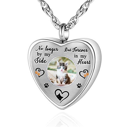 XIUDA Personalized Photo Urn Necklace for Cat Ashes Custom Photo Ashes Necklace Pet Cremation Jewelry for Women Memorial Cremation Necklace for Men