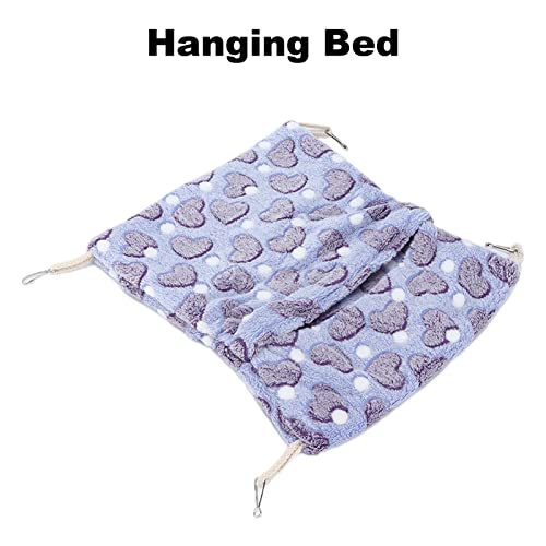 Hztyyier Pet Hamster Hanging Hammock, Coral Fleece Double Layer Hamster Cage Ferret Cage Pet Hammock Bed Hanging Bed