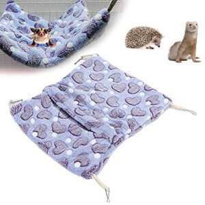 Hztyyier Pet Hamster Hanging Hammock, Coral Fleece Double Layer Hamster Cage Ferret Cage Pet Hammock Bed Hanging Bed