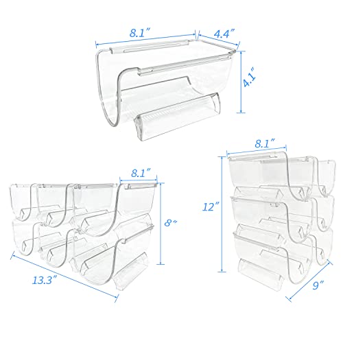 Sutekus 6 Pack Stackable Wine Rack Wine Holder Water Bottle Holder Plastic Counter Top Storage Organizer for Fridge, Cabinet, Pantry, Kitchen
