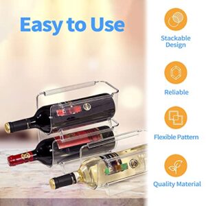 Sutekus 6 Pack Stackable Wine Rack Wine Holder Water Bottle Holder Plastic Counter Top Storage Organizer for Fridge, Cabinet, Pantry, Kitchen