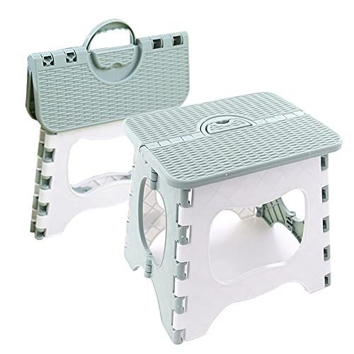 QSYW Folding Step Stool Compact Plastic Foldable Step Stool Holds Up to 300 lbs,12 inches,30cm,Non-Slip(Green) 1PCS