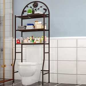 yiyibyus 3-layer bathroom organizer cabinet over toilet,painted iron pipe toilet shelf,toilet organizer shelf, bronze (close to black)