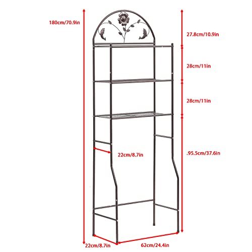 YIYIBYUS 3-Layer Bathroom Organizer Cabinet Over Toilet,Painted Iron Pipe Toilet Shelf,Toilet Organizer Shelf, Bronze (Close to Black)