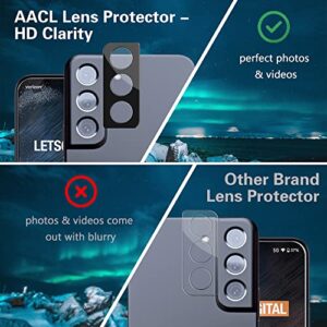 AACL [Fingerprint Compatible][2+2][2- Pack] Tempered Glass for Samsung Galaxy S22 5G Screen Protector+[2- Pack] Camera Lens Protector for Samsung Galaxy S22, [Easy Installation with Alignment]