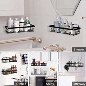 Shower Caddy Bathroom Organizer With Hooks, Adhesive Wall Mounted Bathroom Shower Organizer, SUS304 Stainless Steel Bathroom Shelves With Soap Holders for Bathroom, Toilet, Kitchen and Dorm, 2 Pack