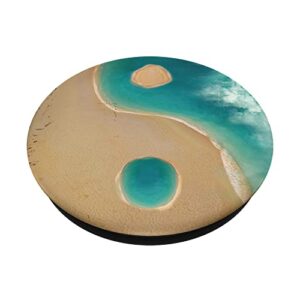 Beach Sea Ocean Sand Yin Yang YinYang Tao PopSockets Swappable PopGrip