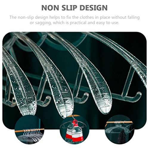 Pants Hangers Clear Plastic Hangers Suit Rack: 5Pcs Transparent Suit Hangers with Non- Slip Pant Bar Clothing Storage Racks Plastic Heavy Duty Hangers for Home Hotel Shirt Hanger