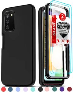 leyi for samsung galaxy a03s phone case, galaxy ao3s phone case with [2 x tempered glass screen protector], full-body shockproof soft silicone phone cover case for samsung a03s (6.5 inch), black
