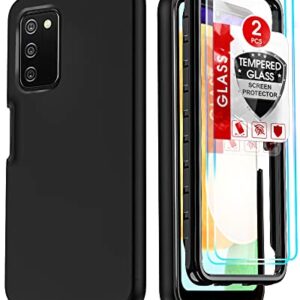 LeYi for Samsung Galaxy A03S Phone Case, Galaxy AO3S Phone Case with [2 x Tempered Glass Screen Protector], Full-Body Shockproof Soft Silicone Phone Cover Case for Samsung A03S (6.5 Inch), Black