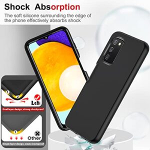 LeYi for Samsung Galaxy A03S Phone Case, Galaxy AO3S Phone Case with [2 x Tempered Glass Screen Protector], Full-Body Shockproof Soft Silicone Phone Cover Case for Samsung A03S (6.5 Inch), Black